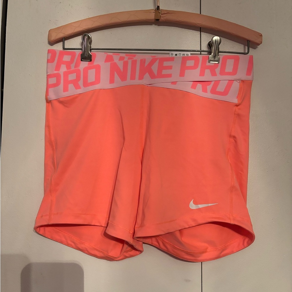 Nike pro shorts coral peach pink size large